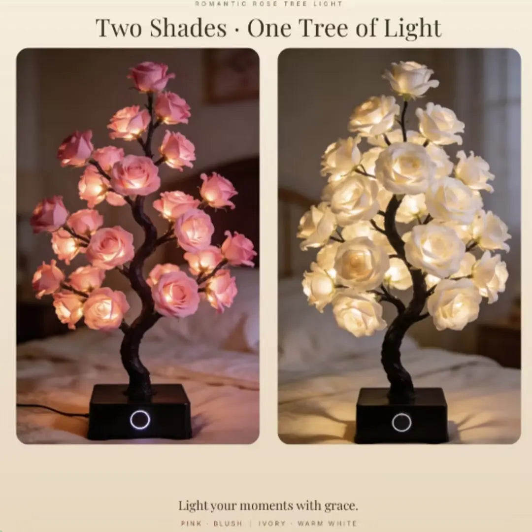 Rose Tree Lamp - USB LED Artificial Rose Night Light, Valentine Mother'S Day Birthday Gift for Her Girlfriend Wife, Bedroom Home Decor Table Lamp, Decorative Lighting