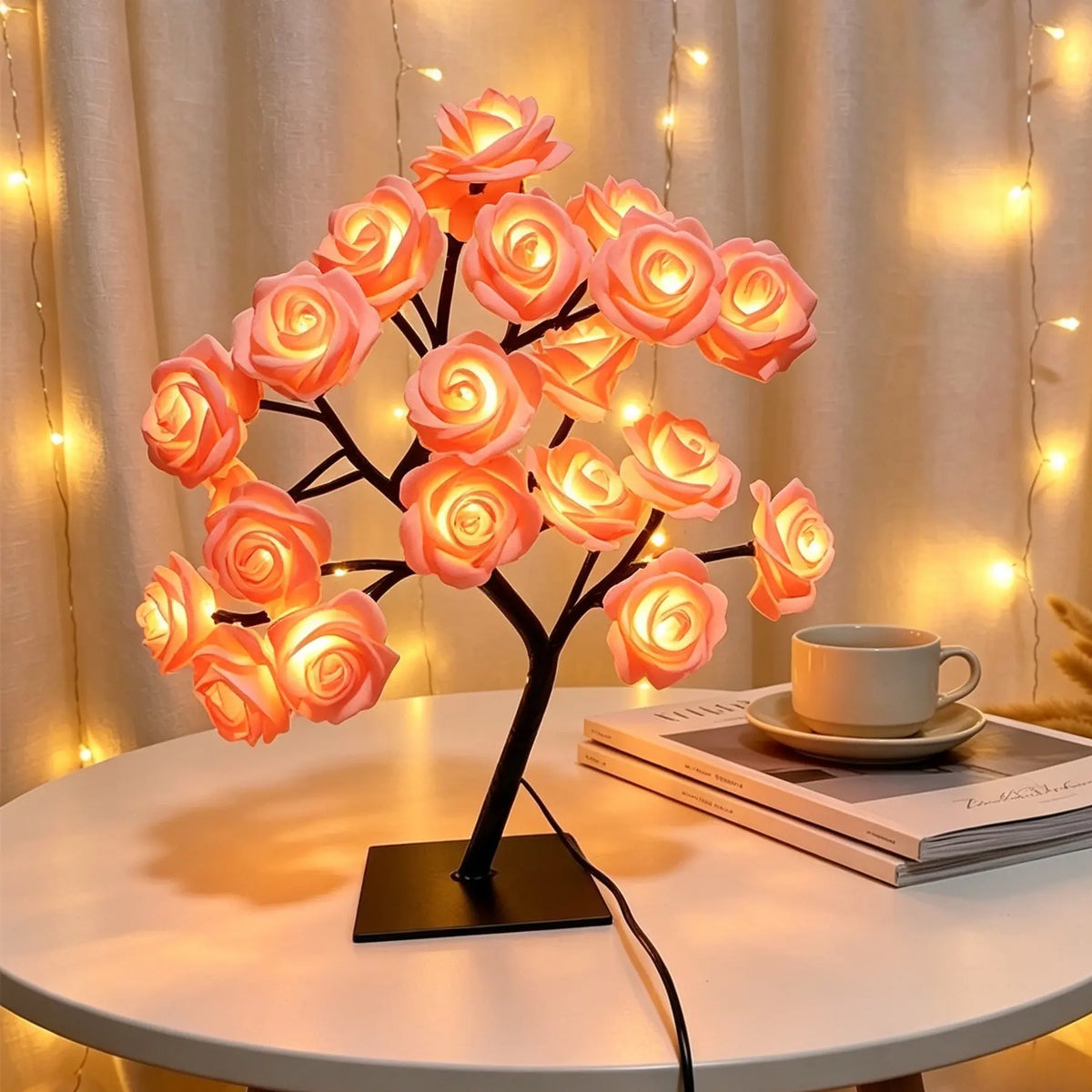 Rose Tree Lamp - USB LED Artificial Rose Night Light, Valentine Mother'S Day Birthday Gift for Her Girlfriend Wife, Bedroom Home Decor Table Lamp, Decorative Lighting