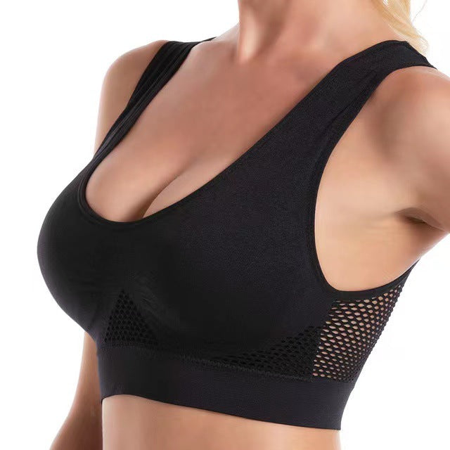 Women's Breathable Mesh Full-Cup Sports Bra Nylon Spandex Fitness Underwear