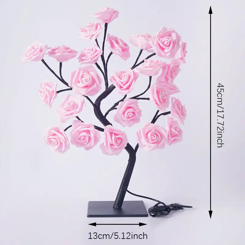Rose Tree Lamp - USB LED Artificial Rose Night Light, Valentine Mother'S Day Birthday Gift for Her Girlfriend Wife, Bedroom Home Decor Table Lamp, Decorative Lighting
